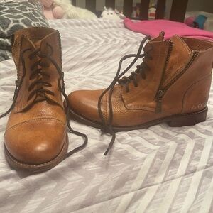 Brown Bed Stu Leather Lace-Up Boots